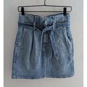 Reformation Sandia Mini Skirt Women's Size 24 Inari Blue Denim Belted Skirt